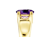 Yellow gold Oval Cut Amethyst Solitaire Ring with Wide Band and Prong Setting_5