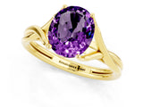 Yellow gold Oval Cut Amethyst Solitaire Twist Band Prong Setting Ring_37