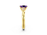 Yellow gold Oval Cut Amethyst Solitaire Twist Band Prong Setting Ring_38