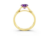 Yellow gold Oval Cut Amethyst Solitaire Twist Band Prong Setting Ring_39