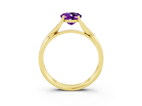 Yellow gold Oval Cut Amethyst Solitaire Twist Band Prong Setting Ring_39