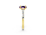 Yellow gold Oval Cut Amethyst Solitaire with Side Baguettes and Channel Set Band_2