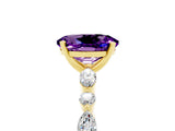 Yellow gold Oval Cut Amethyst Solitaire with Side Stones on a Pavé Band and Four-Prong Setting_5