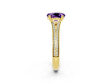 Yellow gold Oval Cut Amethyst Split Shank Engagement Ring with Pavé Band_2