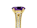 Yellow gold Oval Cut Amethyst Split Shank Engagement Ring with Pavé Band_5