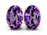 Yellow gold Oval Cut Amethyst Stud Earrings_18