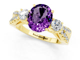 Yellow gold Oval Cut Amethyst Three-Stone Ring with Pavé Split Shank and Four-Prong Setting_13