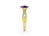 Yellow gold Oval Cut Amethyst Three-Stone Ring with Pavé Split Shank and Four-Prong Setting_14