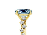 Yellow gold Oval Cut Aquamarine Cluster Side Stone Solitaire Ring with Prong Setting_29