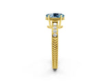 Yellow gold Oval Cut Aquamarine Engagement Ring with Milgrain Channel Set Band and Prong Setting_2