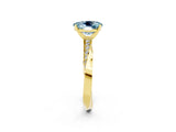Yellow gold Oval Cut Aquamarine Engagement Ring with Side Stone Accents and Four-Prong Setting_29