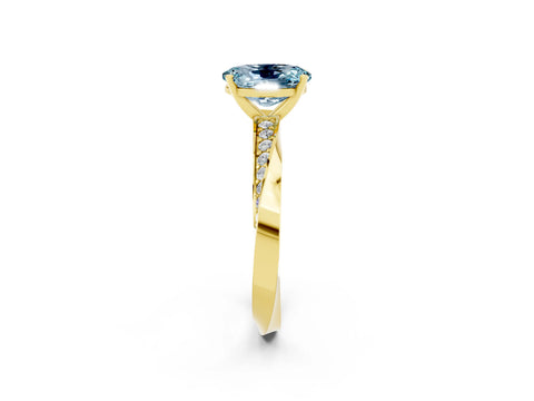 Yellow gold Oval Cut Aquamarine Engagement Ring with Side Stone Accents and Four-Prong Setting_29