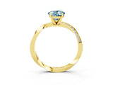 Yellow gold Oval Cut Aquamarine Engagement Ring with Side Stone Accents and Four-Prong Setting_30