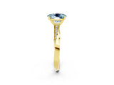 Yellow gold Oval Cut Aquamarine Engagement Ring with Side Stone Accents and Four-Prong Setting_62
