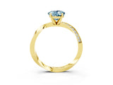 Yellow gold Oval Cut Aquamarine Engagement Ring with Side Stone Accents and Four-Prong Setting_63