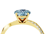 Yellow gold Oval Cut Aquamarine Engagement Ring with Side Stone Accents and Four-Prong Setting_64