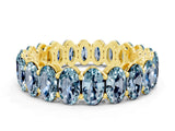 Yellow gold Oval Cut Aquamarine Eternity Band with Shared Prong Setting
