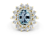 Yellow gold Oval Cut Aquamarine Floral Double Halo Engagement Ring with Prong Setting_49