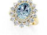 Yellow gold Oval Cut Aquamarine Floral Double Halo Engagement Ring with Prong Setting_50