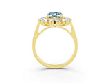 Yellow gold Oval Cut Aquamarine Floral Double Halo Engagement Ring with Prong Setting_52