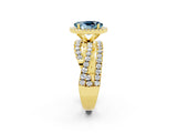 Yellow gold Oval Cut Aquamarine Halo Ring with Round Split Shank and Prong Setting_50