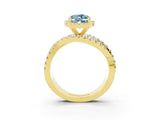 Yellow gold Oval Cut Aquamarine Halo Ring with Round Split Shank and Prong Setting_51
