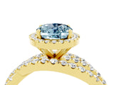 Yellow gold Oval Cut Aquamarine Halo Ring with Round Split Shank and Prong Setting_52