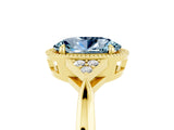 Yellow gold Oval Cut Aquamarine Halo Ring with Tapered Band and Four-Prong Setting_5