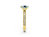 Yellow gold Oval Cut Aquamarine Milgrain Pavé Engagement Ring with Four-Prong Setting_14