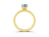 Yellow gold Oval Cut Aquamarine Milgrain Pavé Engagement Ring with Four-Prong Setting_15