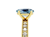 Yellow gold Oval Cut Aquamarine Milgrain Pavé Engagement Ring with Four-Prong Setting_17