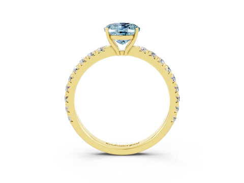 Yellow gold Oval Cut Aquamarine Pavé Solitaire Engagement Ring with Four-Prong Setting_15