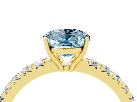 Yellow gold Oval Cut Aquamarine Pavé Solitaire Engagement Ring with Four-Prong Setting_16