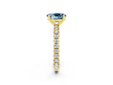 Yellow gold Oval Cut Aquamarine Pavé Solitaire Ring with Round Band and Prong Setting_26