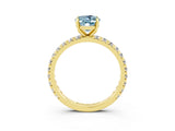 Yellow gold Oval Cut Aquamarine Pavé Solitaire Ring with Round Band and Prong Setting_27