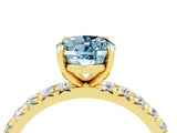 Yellow gold Oval Cut Aquamarine Pavé Solitaire Ring with Round Band and Prong Setting_28