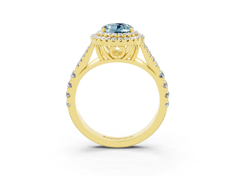 Yellow gold Oval Cut Aquamarine Pavé Split Shank Double Halo Engagement Ring_3
