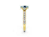 Yellow gold Oval Cut Aquamarine Pave Band Solitaire Ring with Four-Prong Setting_14