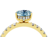 Yellow gold Oval Cut Aquamarine Pave Band Solitaire Ring with Four-Prong Setting_16