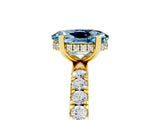 Yellow gold Oval Cut Aquamarine Pave Band Solitaire Ring with Four-Prong Setting_17