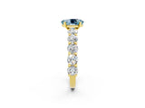 Yellow gold Oval Cut Aquamarine Prong Setting with Side Stones on a Pave Band_2