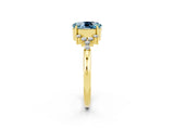 Yellow gold Oval Cut Aquamarine Ring with Side Stones and Four-Prong Setting_74