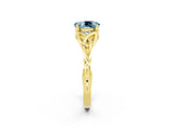 Yellow gold Oval Cut Aquamarine Solitaire Celtic Knot Ring with Four-Prong Setting_14