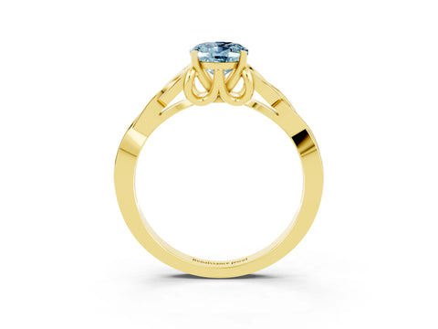 Yellow gold Oval Cut Aquamarine Solitaire Celtic Knot Ring with Four-Prong Setting_15