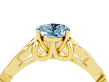 Yellow gold Oval Cut Aquamarine Solitaire Celtic Knot Ring with Four-Prong Setting_16