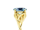 Yellow gold Oval Cut Aquamarine Solitaire Celtic Knot Ring with Four-Prong Setting_17