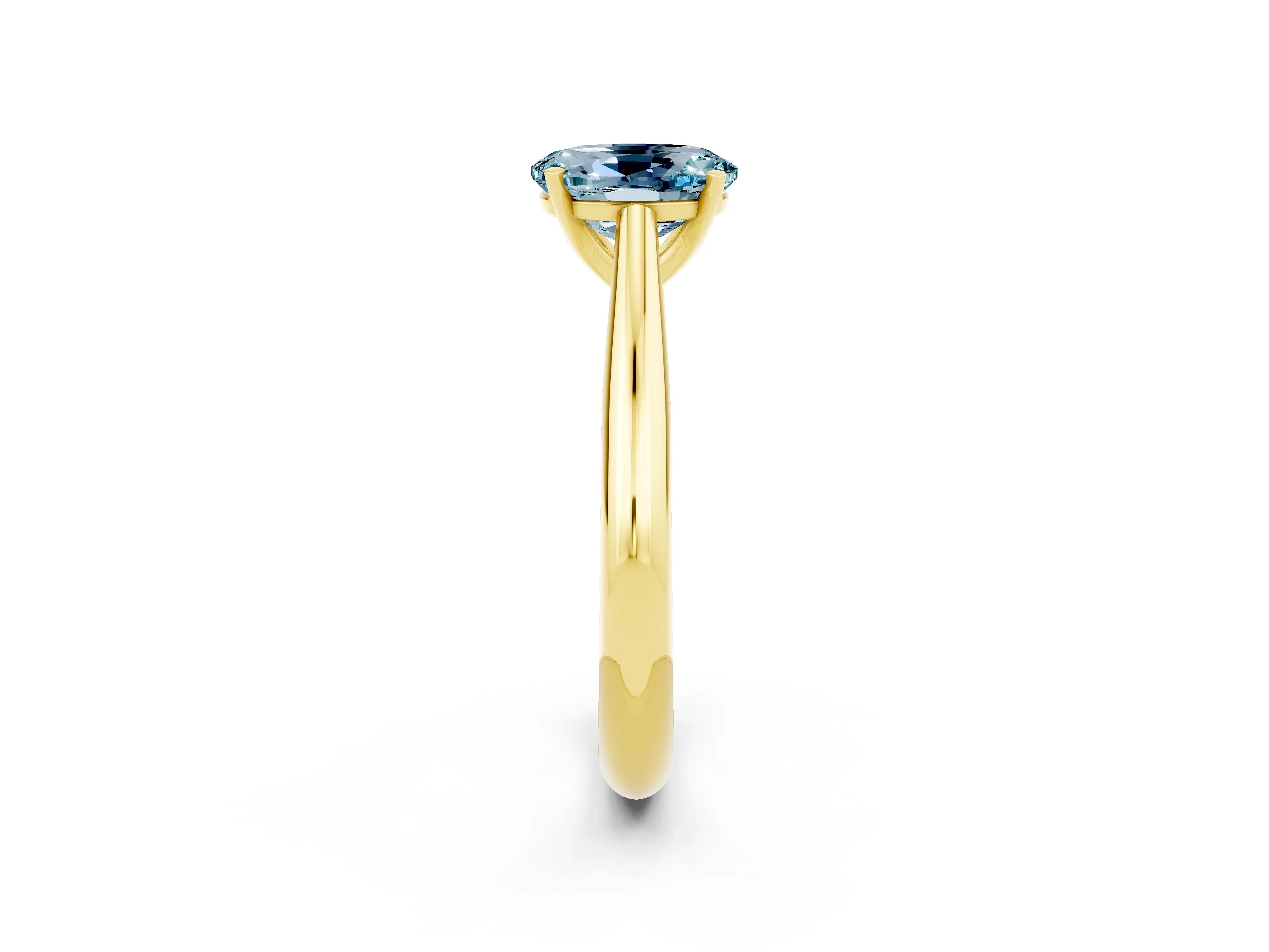 Yellow gold Oval Cut Aquamarine Solitaire Engagement Ring with Cathedral Setting and Four-Prong Mount_14