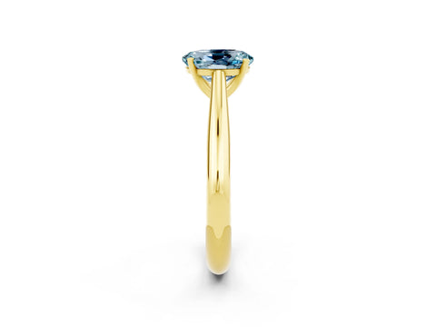 Yellow gold Oval Cut Aquamarine Solitaire Engagement Ring with Cathedral Setting and Four-Prong Mount_14