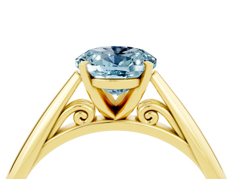 Yellow gold Oval Cut Aquamarine Solitaire Engagement Ring with Cathedral Setting and Four-Prong Mount_16