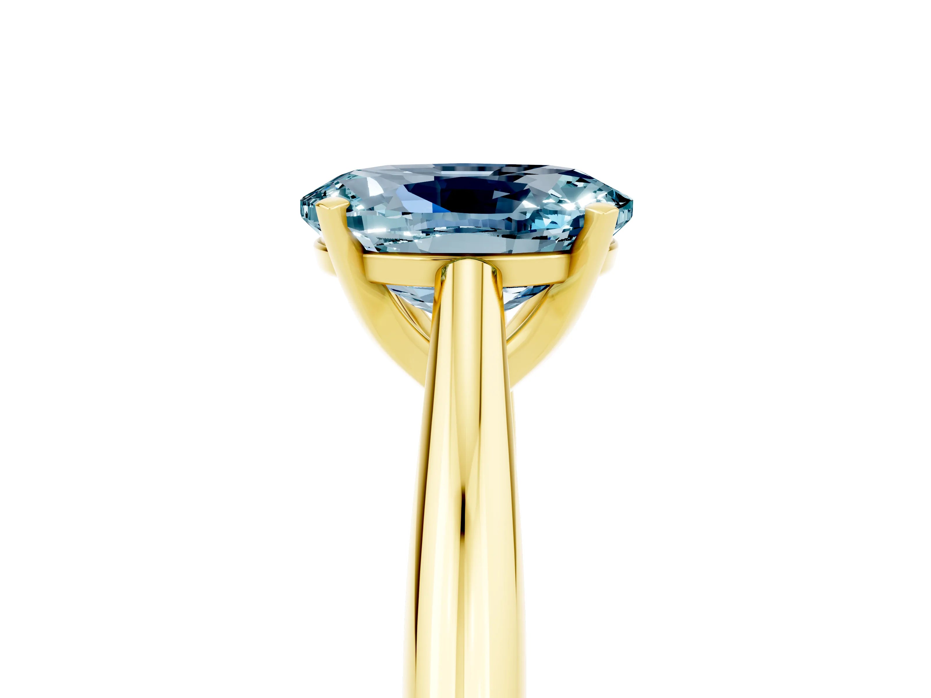 Yellow gold Oval Cut Aquamarine Solitaire Engagement Ring with Cathedral Setting and Four-Prong Mount_17
